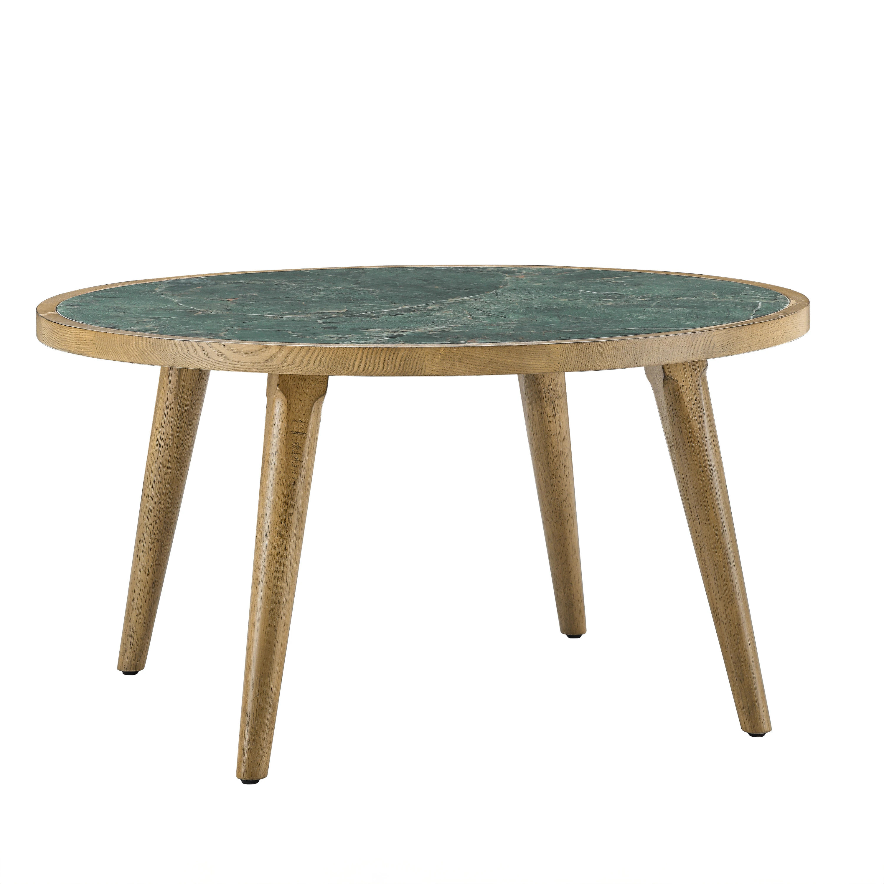 Steve Silver Midcentury Round Stone Green Ash 34-in W x 17-in H Coffee Table in Brown | NV200GC | Lowe's