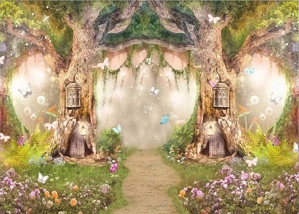 Enchanted Forest Backdrop Fairytale Fairy Photography Background Birthday Party Decoration for Gi... | Amazon (US)