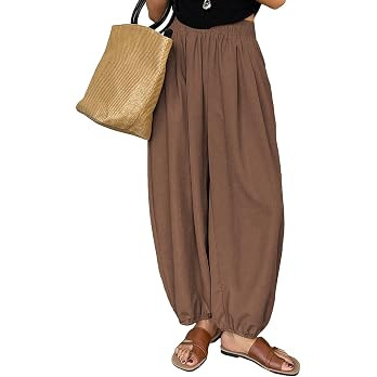 Astylish Women's Casual Elastic High Waisted Boho Harem Pants | Baggy Balloon Pants,Barrel Pants ... | Amazon (US)
