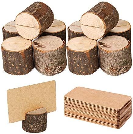 Amazon.com: Toncoo Wood Place Card Holders, 10Pcs Premium Rustic Table Number Holders and 20Pcs K... | Amazon (US)