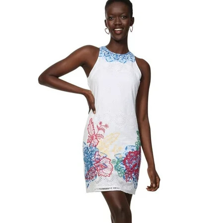 Desigual Women s Floral Embroidery Bibi Dress White 38 | Walmart (US)
