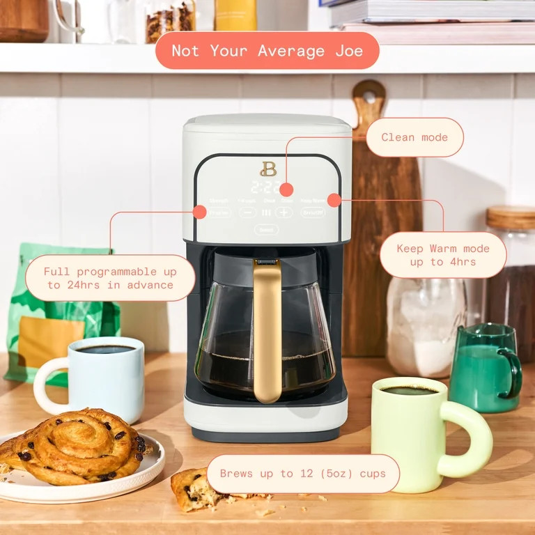 Beautiful by Drew Barrymore 12-Cup Programmable Coffee Maker, White Icing | Walmart (US)