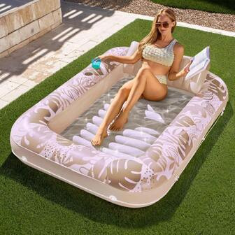 Syncfun 85" X 57" Inflatable Tanning Pool Lounger Float-XL, Extra Large Suntan Sun Tan Tub For Be... | SHEIN