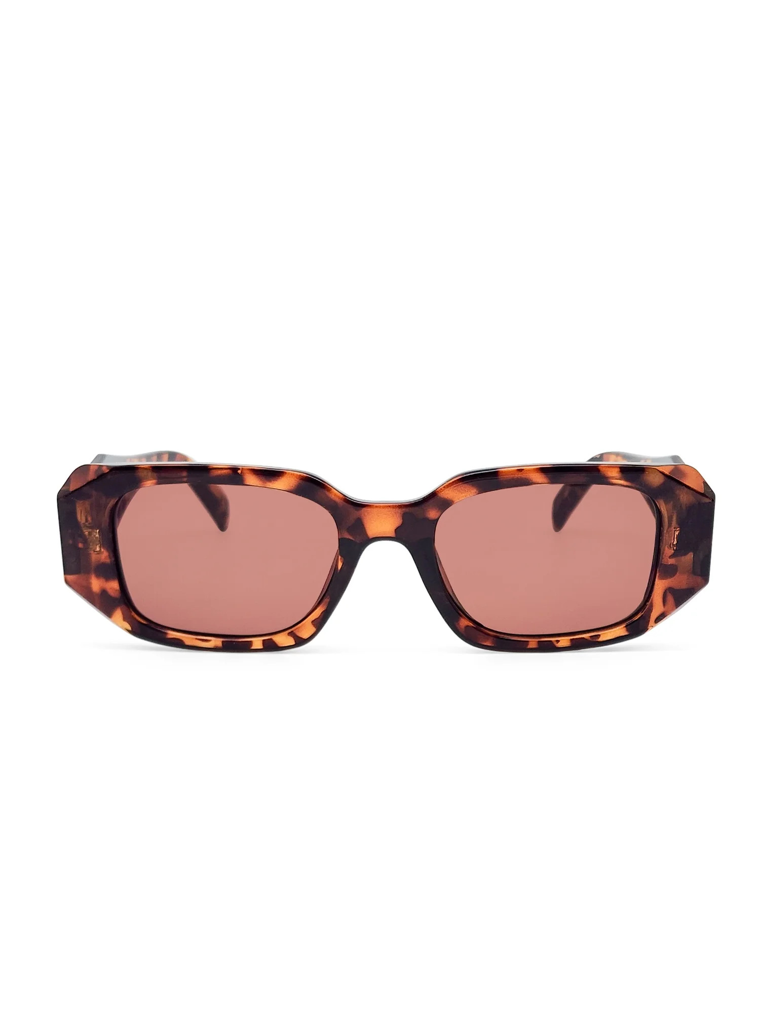 Ladies Plastic Rectangle Tortoise Frame Brown Lens Sunglasses | Walmart (US)