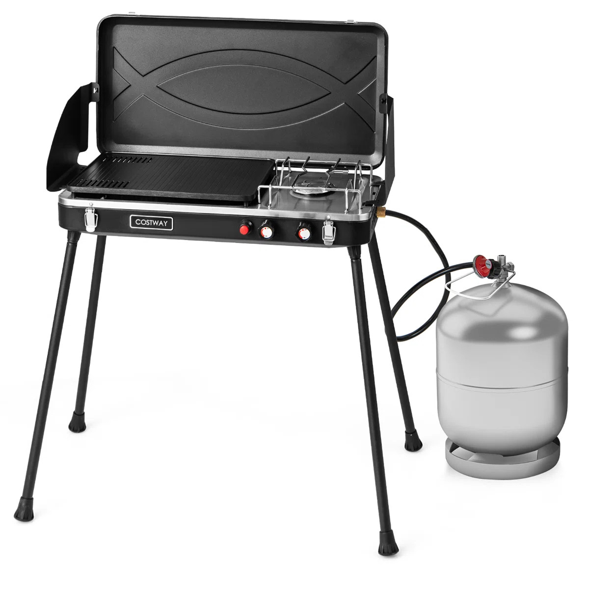 Costway Single Burner Freestanding Propane Gas Grill with Side Burner | Wayfair North America