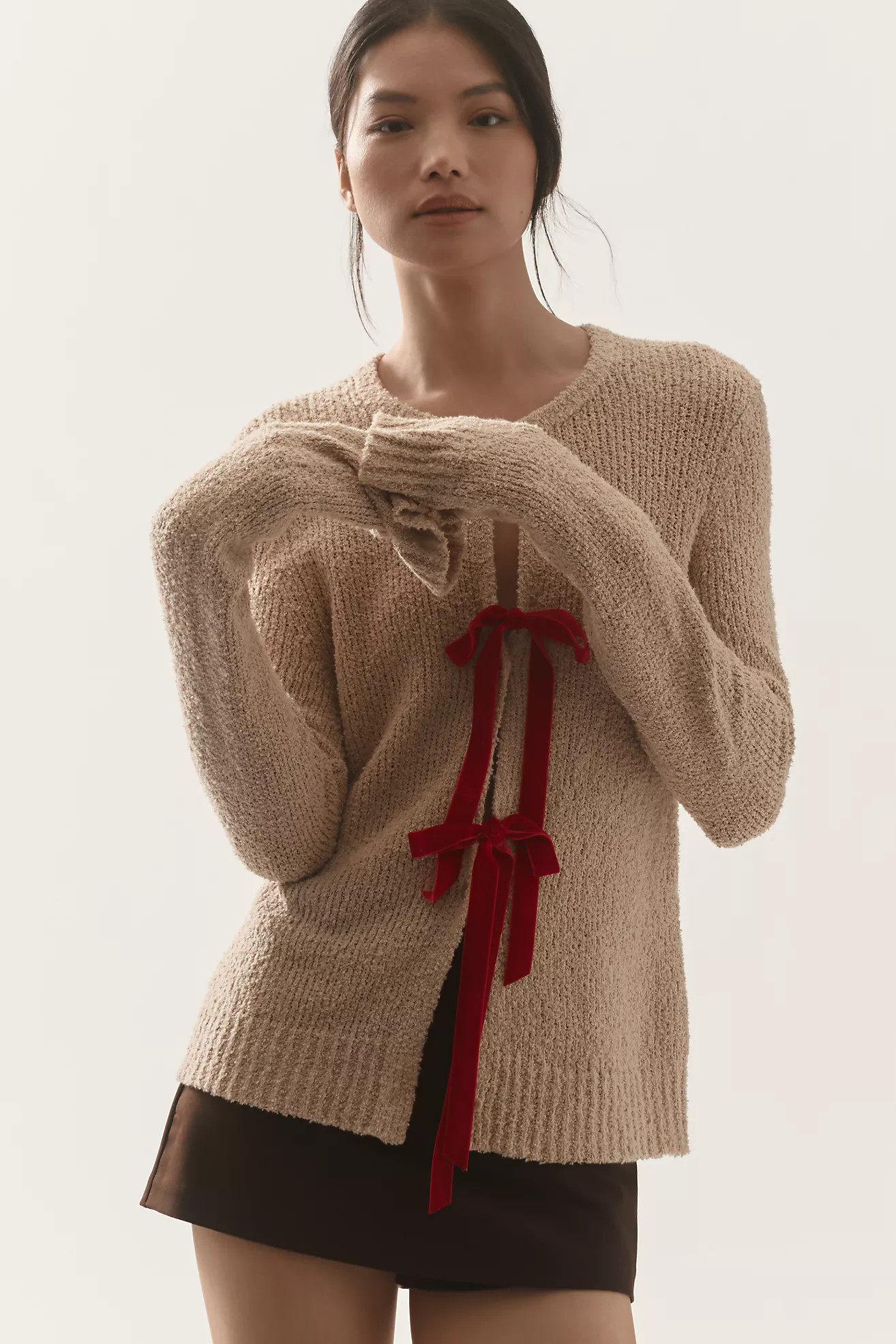 Lingua Franca Willa Bow Cardigan Sweater | Anthropologie (US)