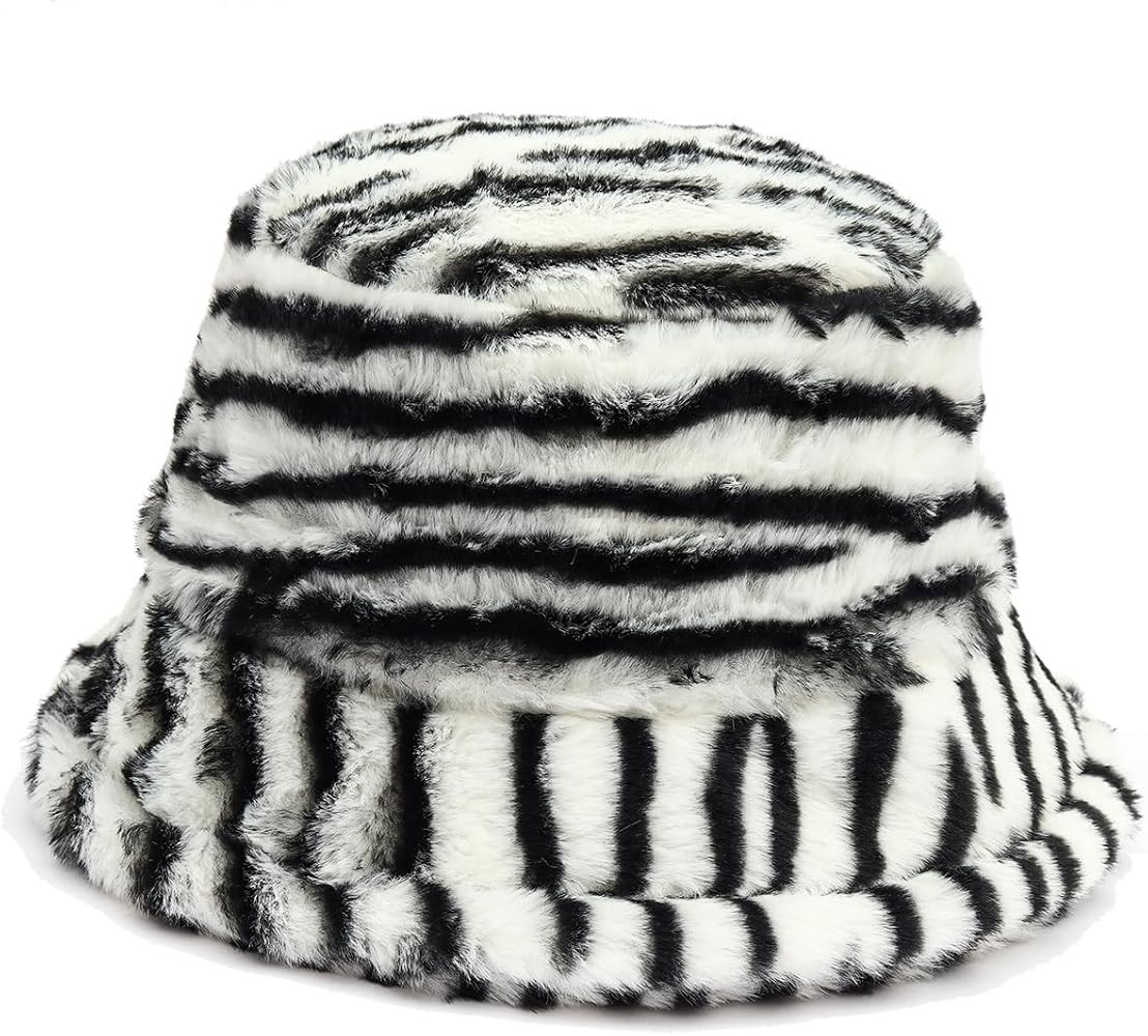 Fuzzy Bucket Hat for Women Furry Fur Bucket Hat Winter Warm Plush Fisherman Fluffy Sherpa Bucket ... | Amazon (US)