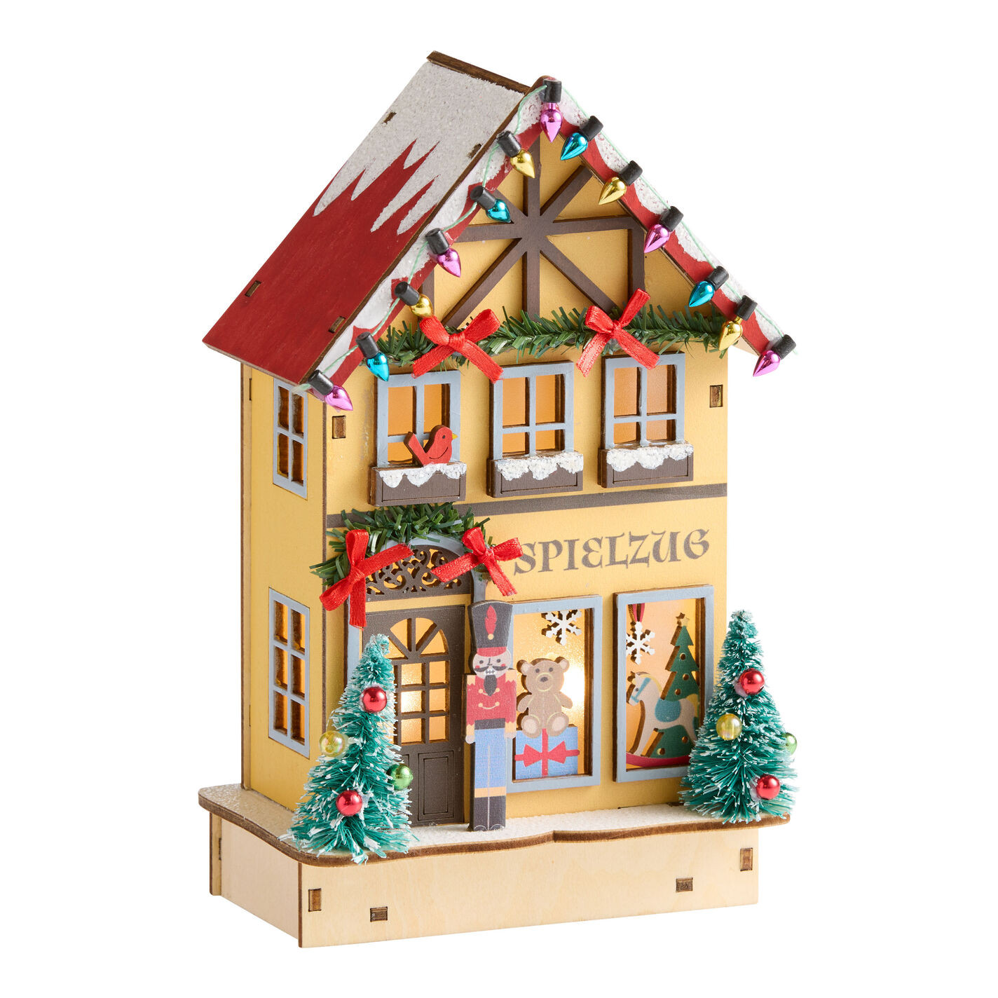 Laser Cut Wood German Toy Shop LED Light Up Decor | World Market