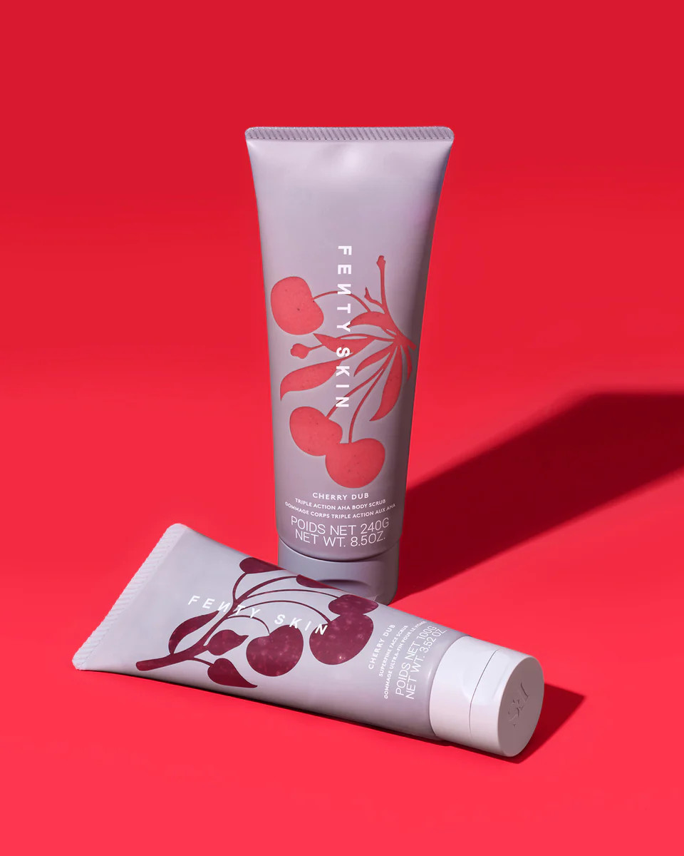 Cherry Dub Crew Superfine Daily Cleansing Face Scrub + Triple Action AHA Body Scrub | Fenty Beauty