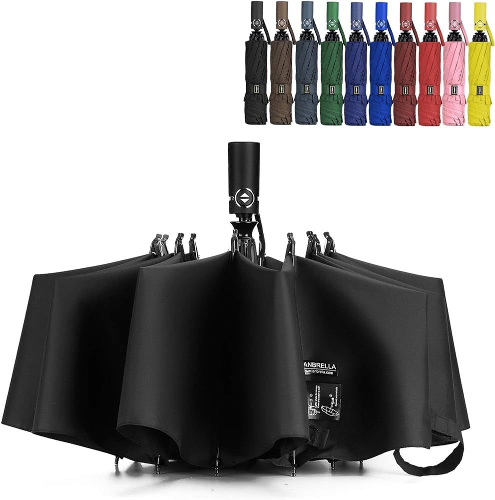 LANBRELLA Compact Reverse Folding Umbrella Auto Windproof Travel Umbrella | Amazon (US)