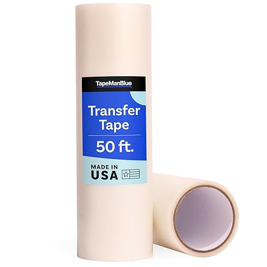 TapeManBlue Clear Transfer Tape for Vinyl, 12" x 50' Roll, Made in America, Premium Vinyl Transfe... | Amazon (US)