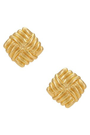 Fiona Earring in Shiny Brass | Revolve Clothing (Global)