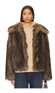 superdown Kennedy Faux Fur Coat in Brown from Revolve.com | Revolve Clothing (Global)