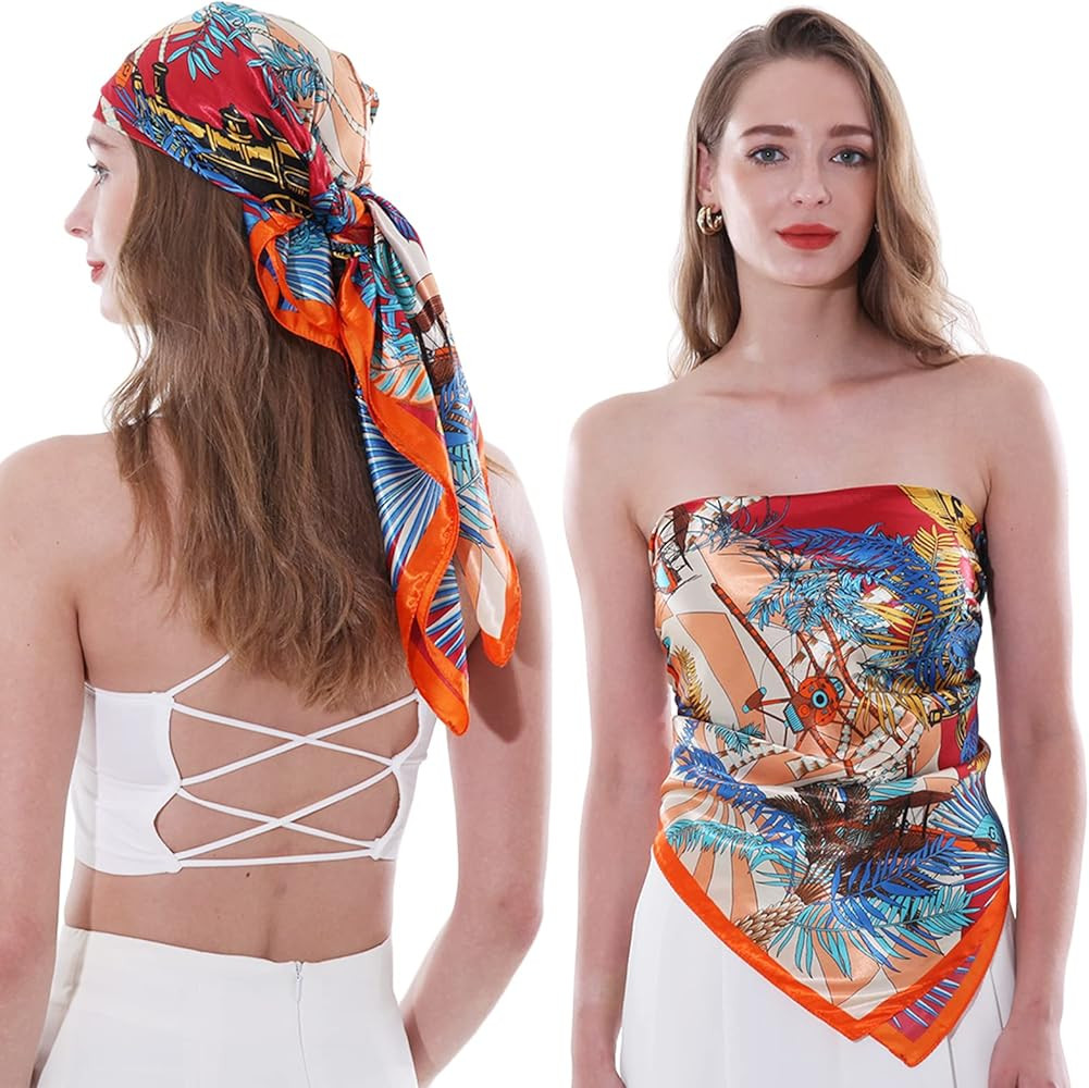 RIIQIICHY Head Scarf for Women Like Silk Satin Scarf for Hair Wrapping at Night Bandana Square Sc... | Amazon (US)