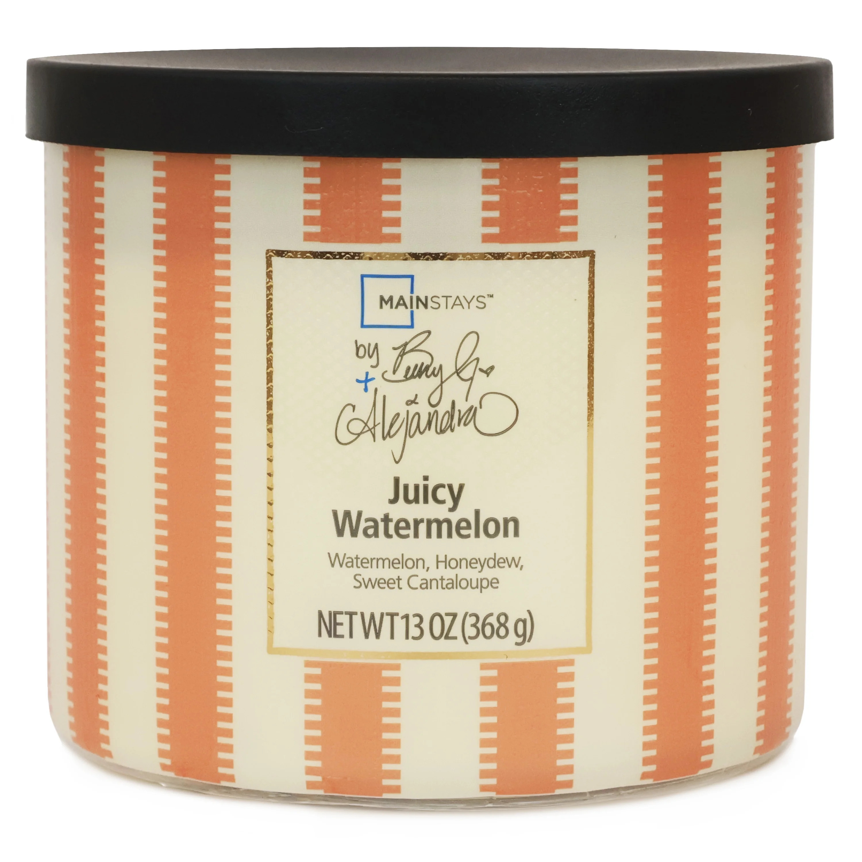 Mainstays by Becky G. & Alejandra 3-Wick Juicy Watermelon Candle, Orange Stripe, 13 oz | Walmart (US)