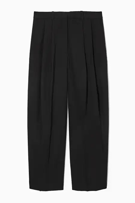 WIDE-LEG TAILORED WOOL TROUSERS - Black - COS | COS UK