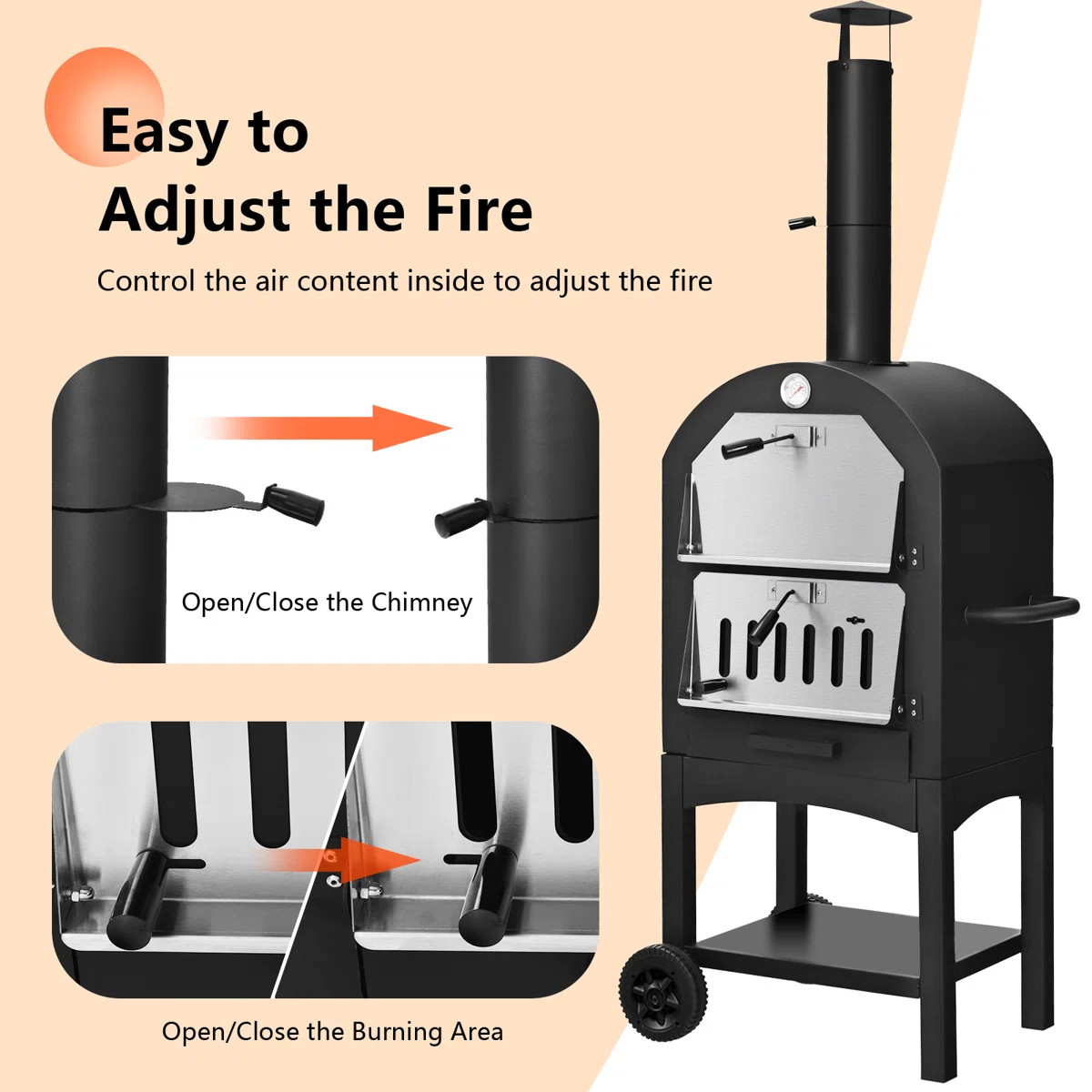 Iron Freestanding Wood-Fired Pizza Oven in Black | Wayfair North America