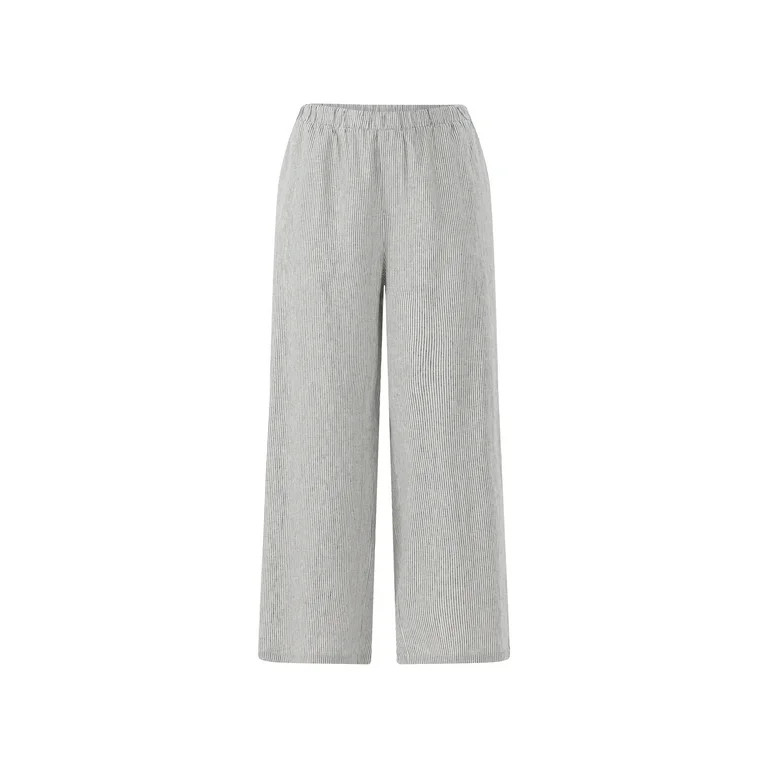 Scoop Women's Linen Blend Wide Leg Pants, 32" Inseam, Sizes XS-4X | Walmart (US)