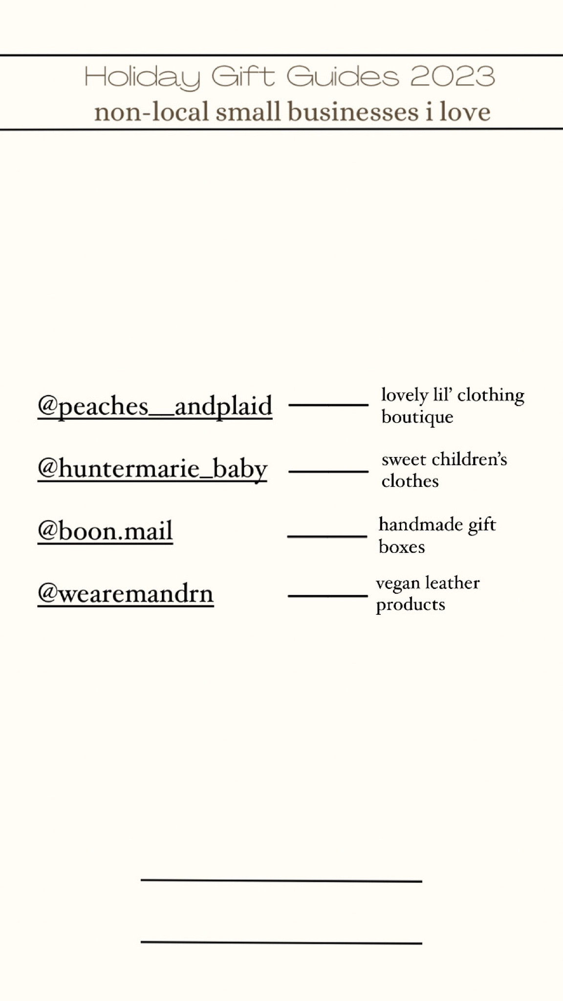 Holiday Gift Guides 2023 — non-local small businesses i love — linked on my Instagram 

#LTKHoliday #LTKGiftGuide #LTKHolidaySale