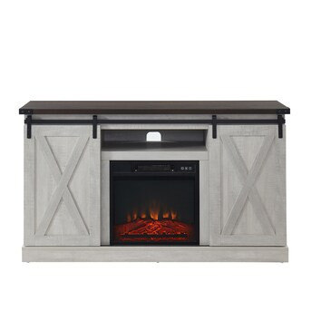 CASAINC 54-in W Off-white TV Stand with LED Electric Fireplace | Lowe's