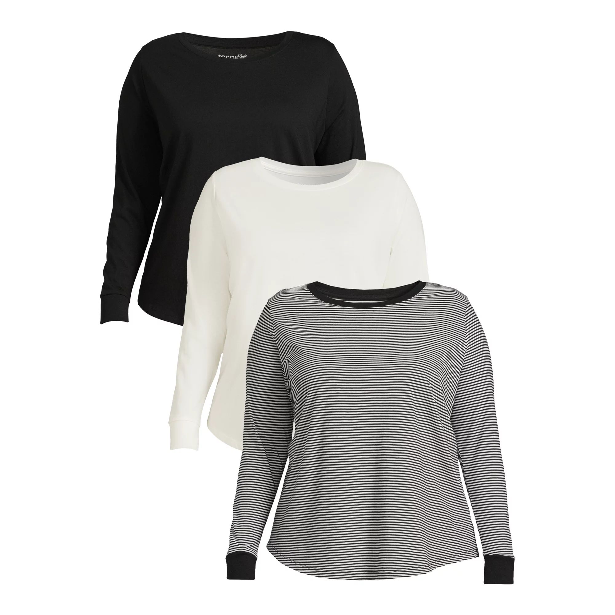 Terra & Sky Women's Plus Size Long Sleeve Crew Neck T-Shirt, 3-Pack - Walmart.com | Walmart (US)
