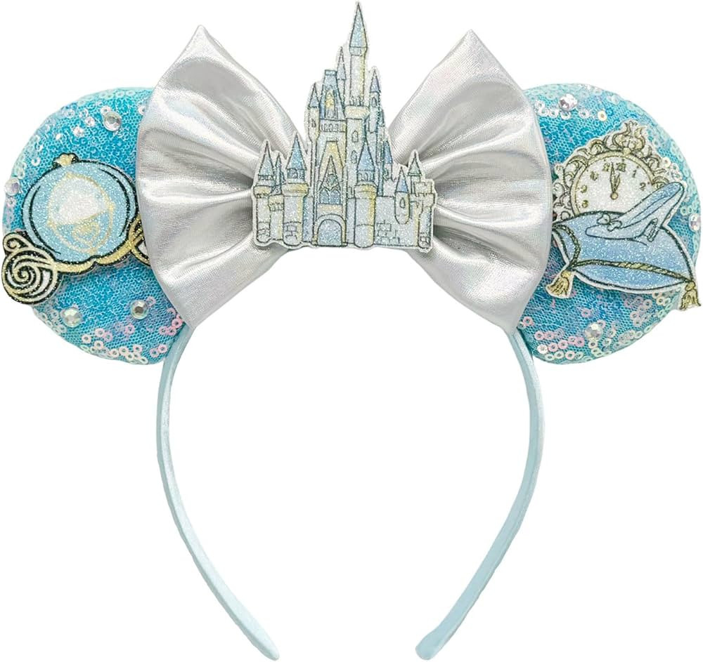 Mouse Ears Headband With Shiny Sequins Diamond Decoration, for Girls Cinderella Costume Cosplay G... | Amazon (US)