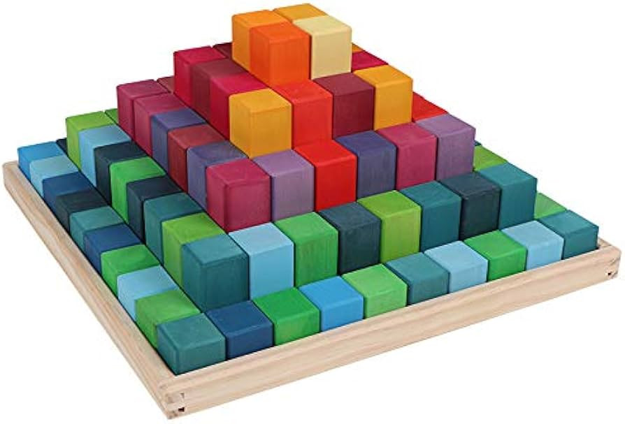'Pyramid' Rainbow X-Large 100 Piece Blocks, Wooden Toys for Kids, Geometric Stacking Educational ... | Amazon (US)