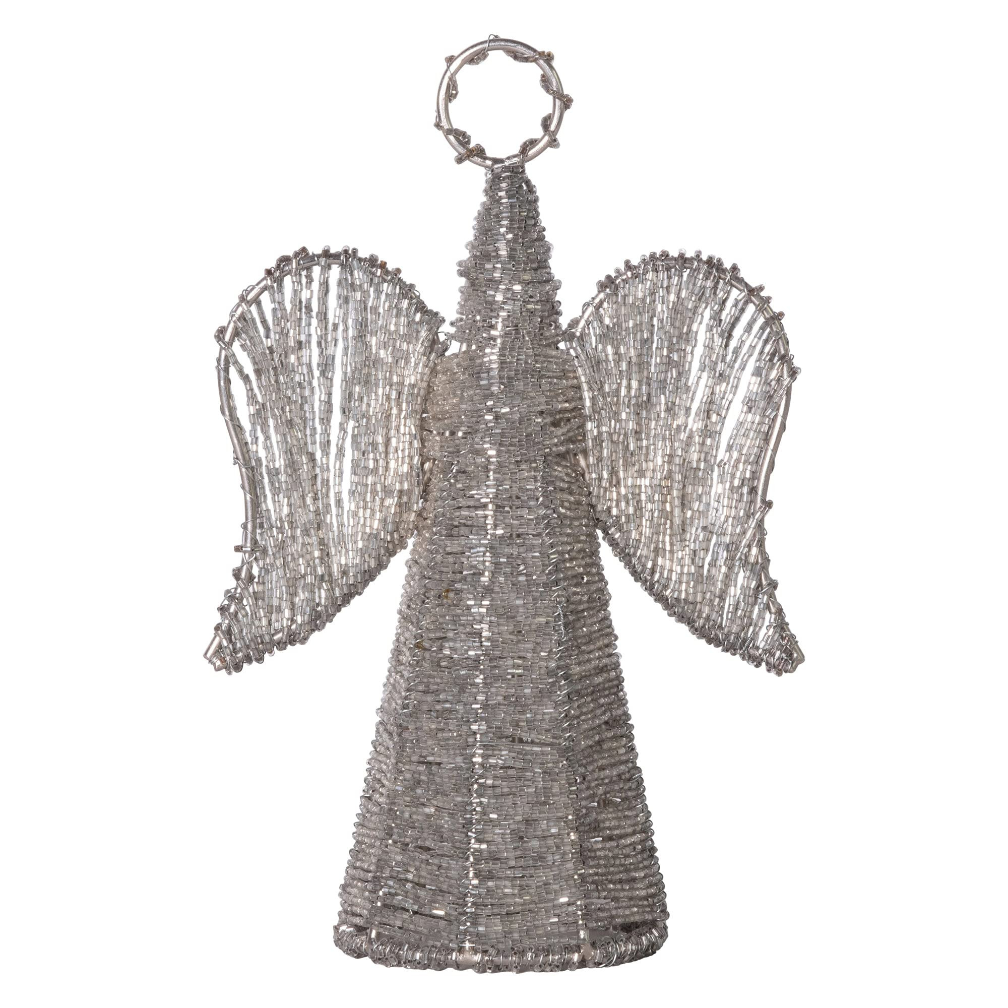 Creative Co-Op Beaded Metal Angels, Silver Finish | Amazon (US)