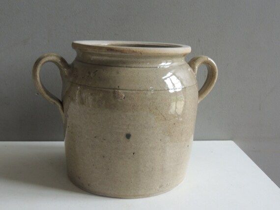 French antique grease saindoux confit sandstone ears jar pot / stoneware pottery crock vintage / ... | Etsy (US)