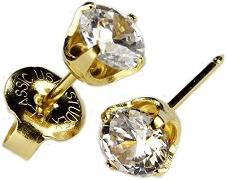 Ear PIERCING Earrings Gold 5mm Clear CZ Studs"Studex System 75" Hypoallergenic | Amazon (US)