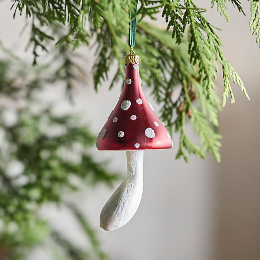 Toadstool Mushroom Glass Ornament, Pointed | Terrain