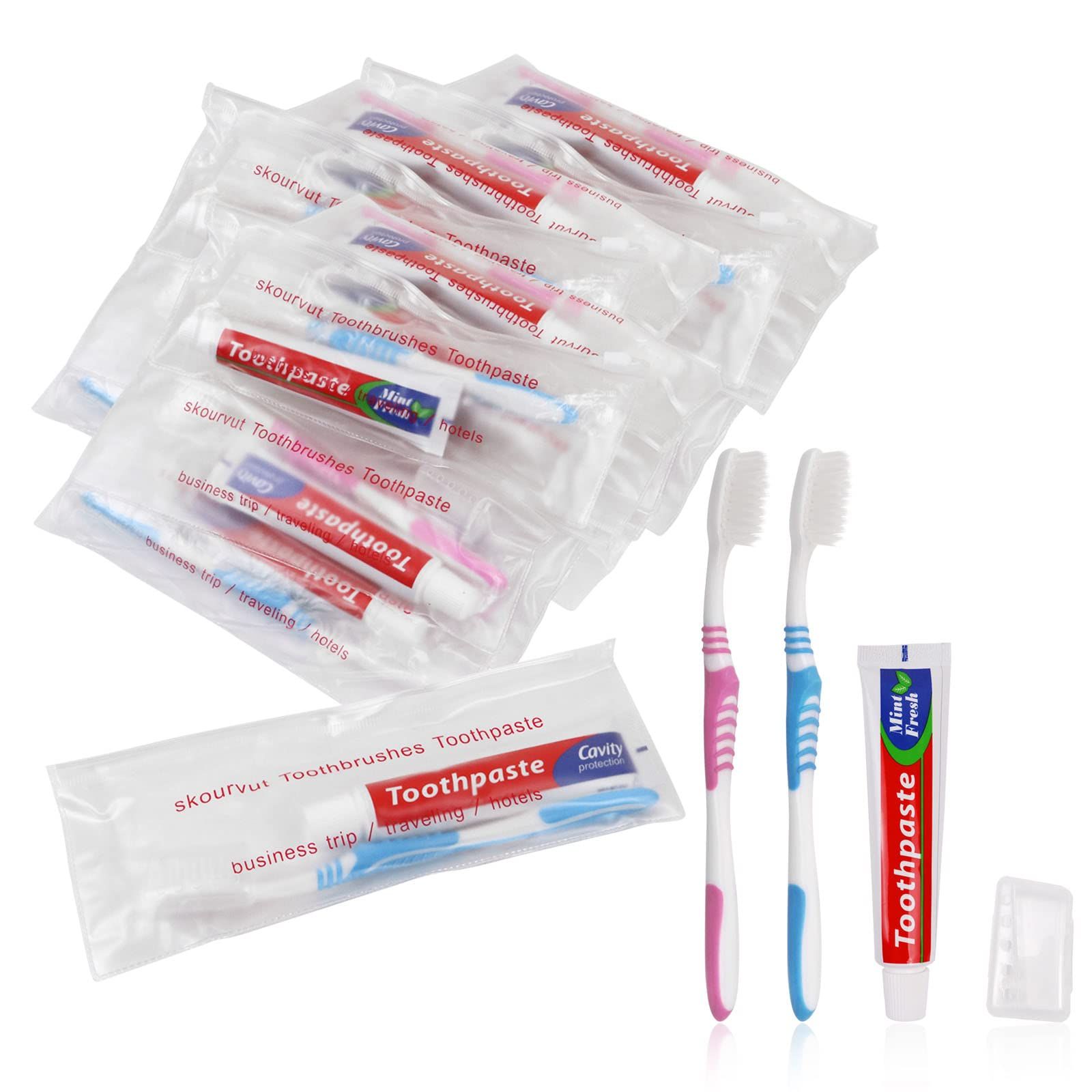 Disposable Toothbrushes with Toothpaste Individually Wrapped, Travel Kit whit Plastic Zip Bag,Too... | Amazon (US)