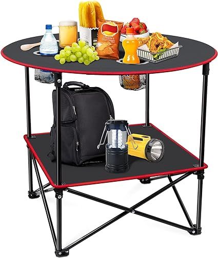 Portable Camping Table Folding Picnic Tables Lightweight Folding Table Waterproof Canvas Beach Ta... | Amazon (US)