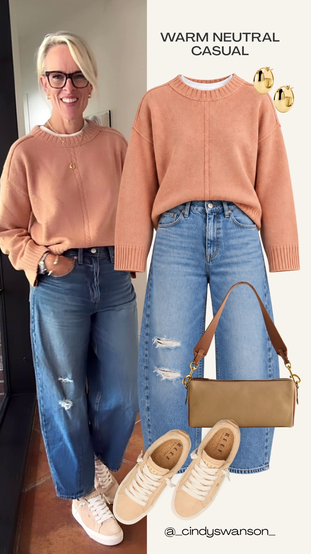 This peachy blush sweater is such a pretty addition to a casual wardrobe. I love it paired with relaxed blue jeans and neutral sneakers for an easy, comfortable everyday outfit. A simple combination that feels both classic and current.

#LTKootd #LTKOver40