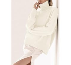 YKR Women's Turtleneck Sweater Chunky Long Sleeve Knitted Pullover High Low Hem Trendy 2023 Fall ... | Amazon (US)