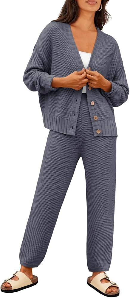 LILLUSORY Womens Cardigan Pants Sets 2 Piece Slouchy Loungewear Sweater Sets | Amazon (US)