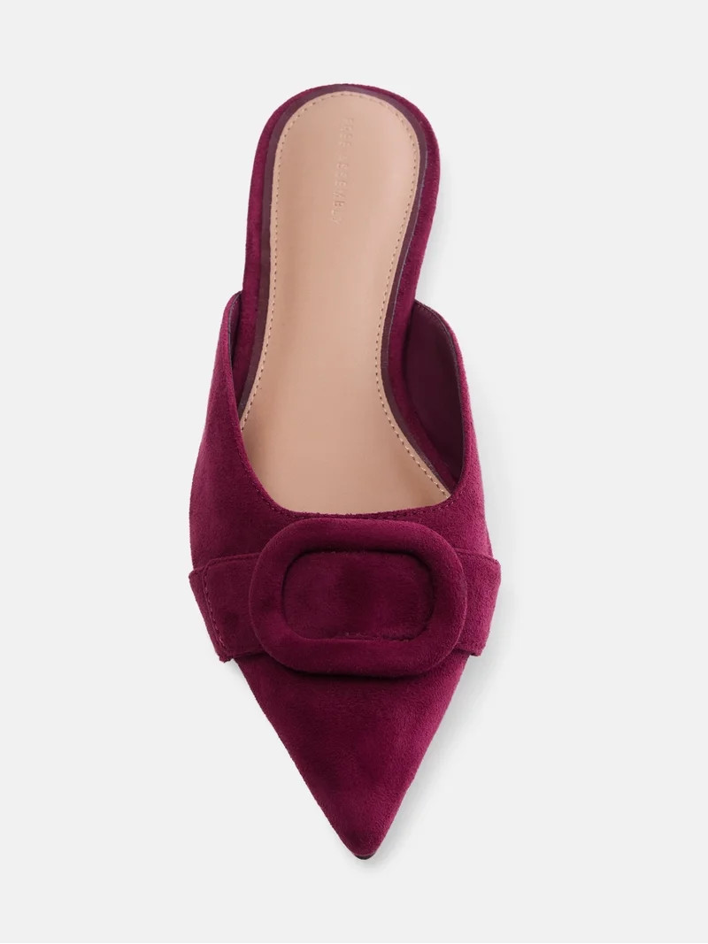 Free Assembly Women's Faux Suede Buckle Mules | Walmart (US)