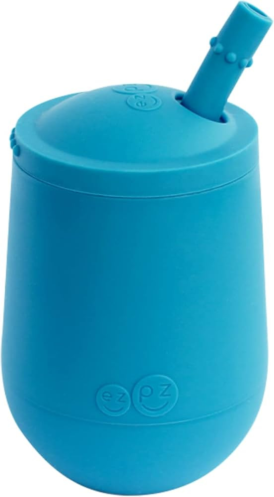 ezpz Mini Cup + Straw Training System - 9 Months+ (Blue) - 100% Silicone Training Cup for Infants... | Amazon (US)