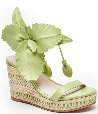 Lilly Leather Flower Detail Platform Wedge Espadrilles | Dillard's