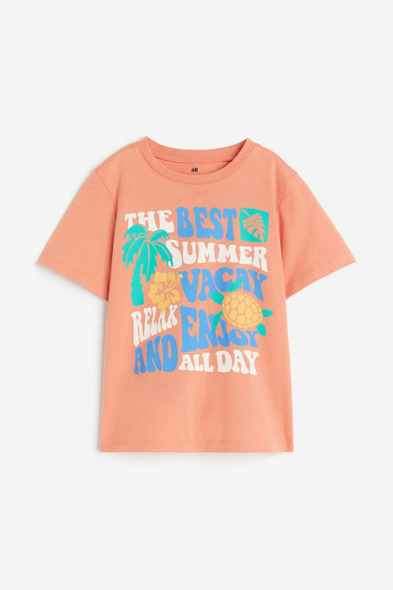 Cotton T-shirt - Light orange/Summer Vacay - Kids | H&M US | H&M (US + CA)