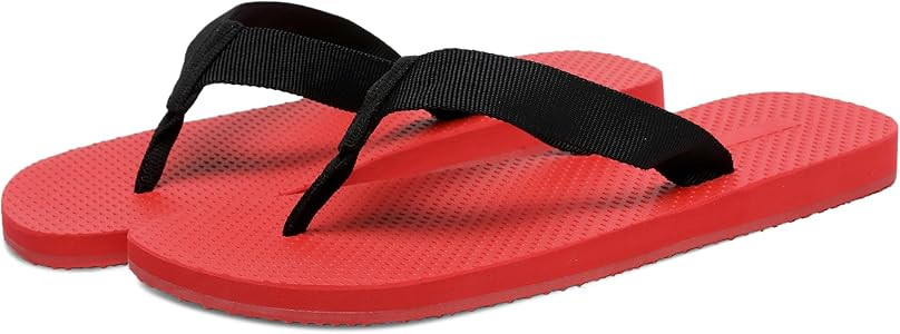 Red Rubber Thong Sandals for Women Beach Flip Flops Casual Comfortable Slip On Flat Sandals Ladie... | Amazon (US)