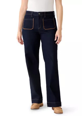 Women's Patch Pocket Wide Leg Denim Pants | Belk