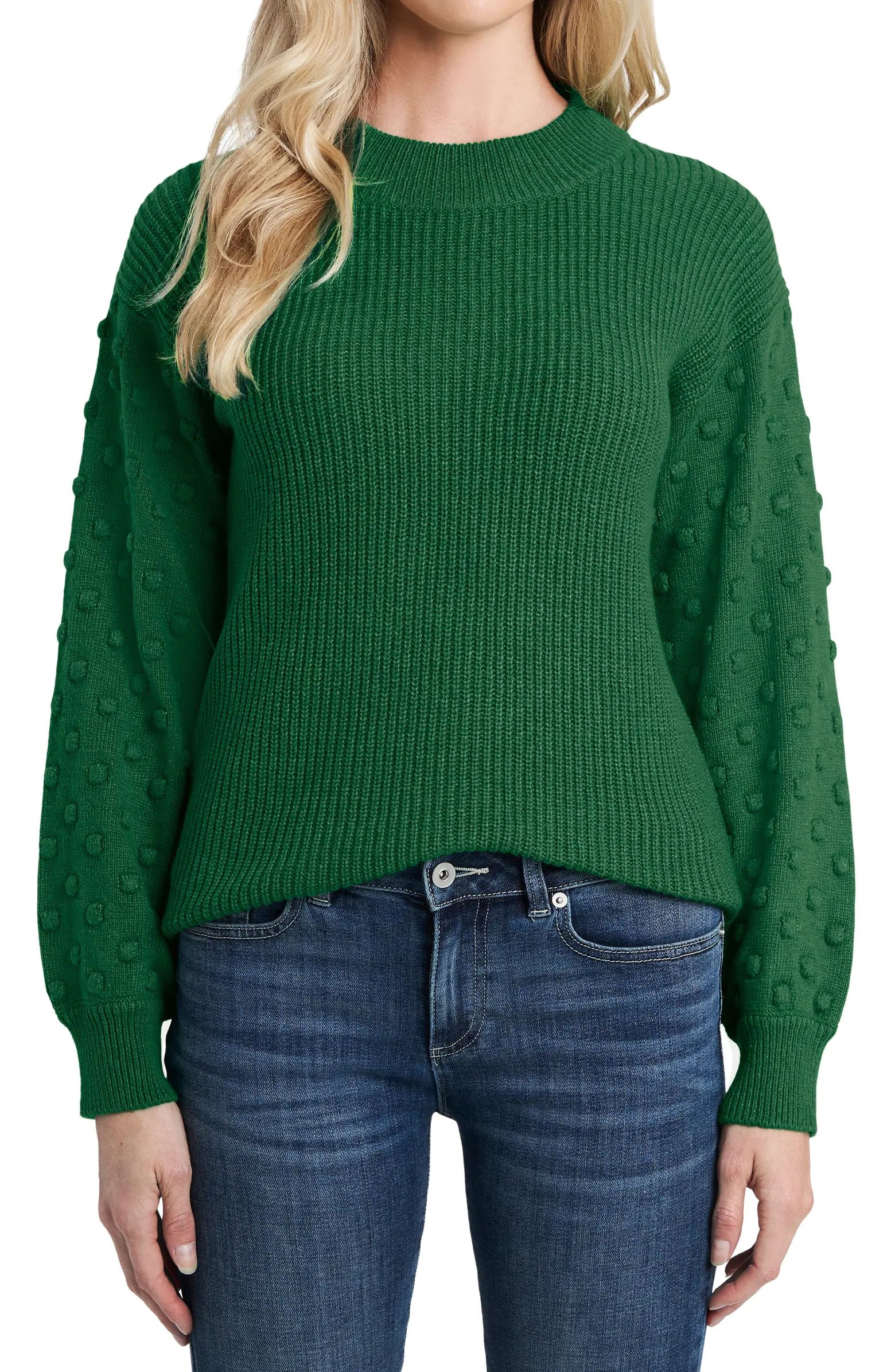 Puff Sleeve Bobble Ribbed Sweater | Nordstrom