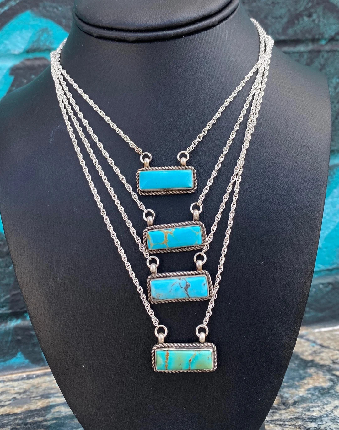 Kingman Turquoise Bar Necklaces/CJP12 | Etsy (US)