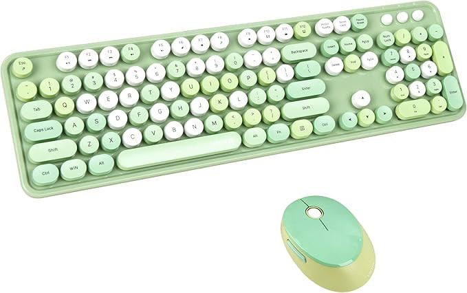 UBOTIE Colorful Computer Wireless Keyboard Mouse Combos, Typewriter Flexible Keys Office Full-Siz... | Amazon (US)