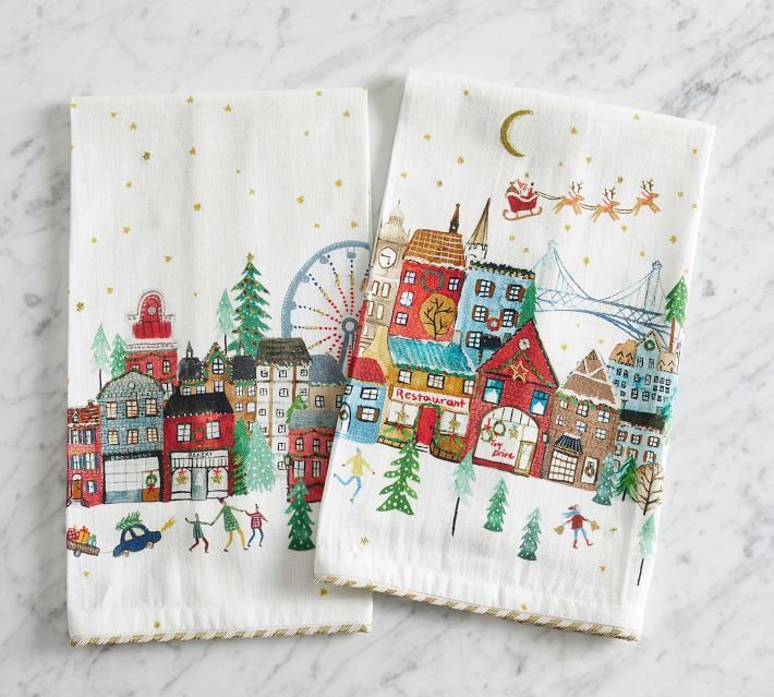 Christmas in the City Guest Towels | Pottery Barn (US)