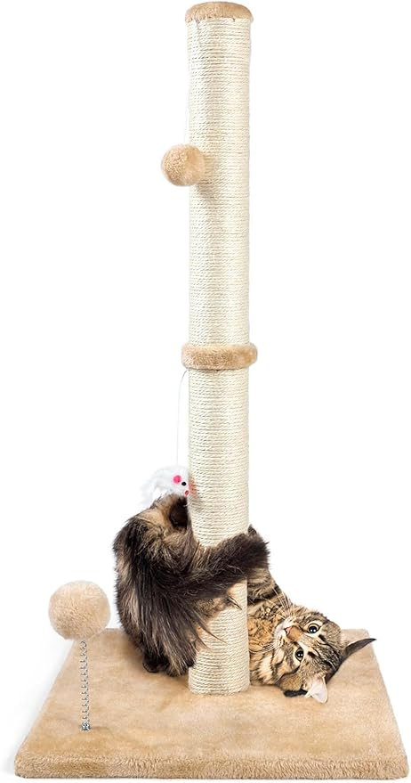 32" Tall Cat Scratching Posts for Indoor Cats, 3-in-1 Vertical Cat Scratching Post with Plush Toy... | Amazon (US)
