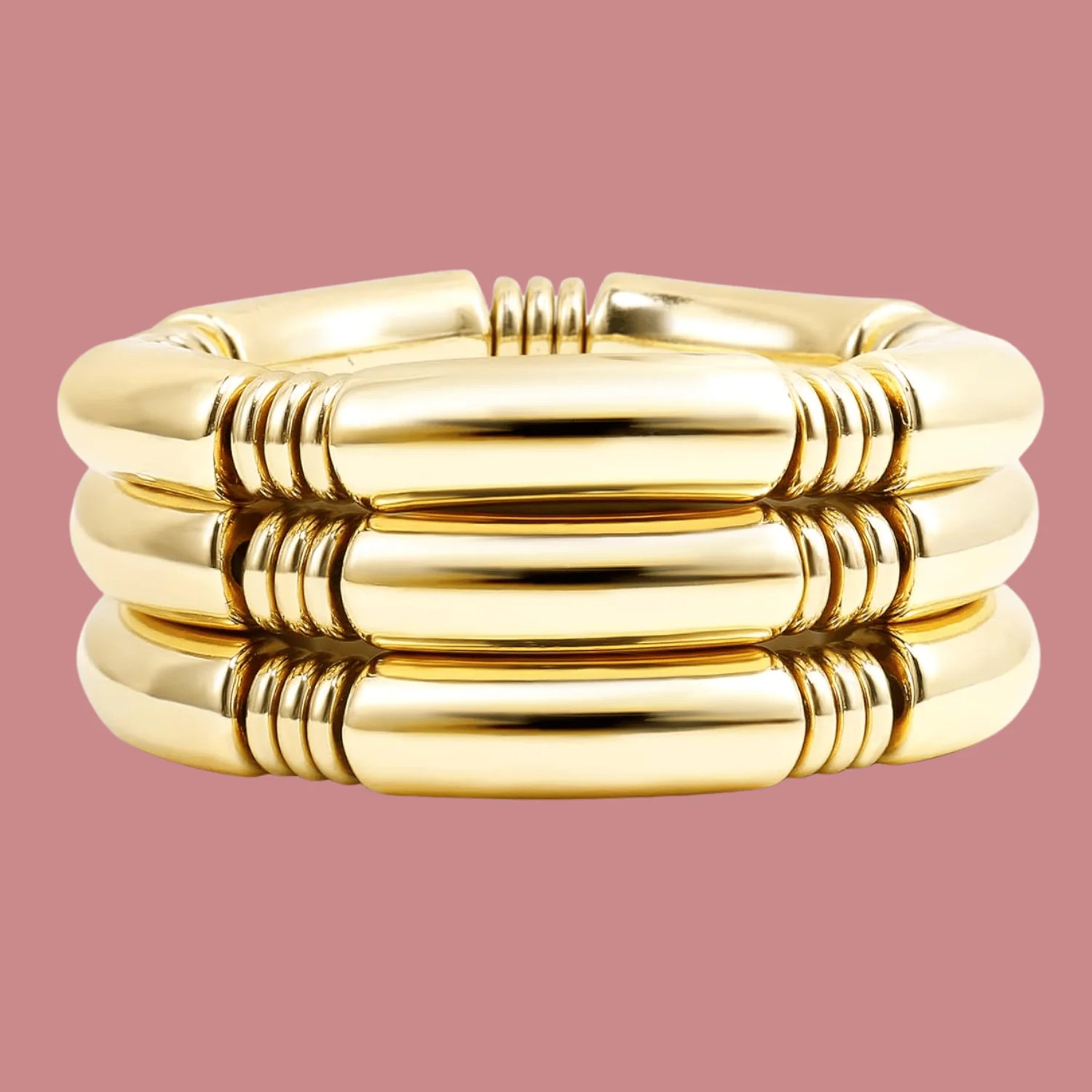 Gold Tube Stretch Bracelet (3-Pack) | Mountain Moverz