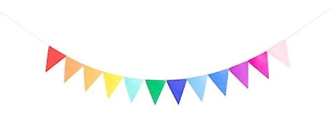Preassembled Rainbow Felt Fabric Banner Multicolor for Kids Living Room Birthday Party Decoration | Amazon (US)
