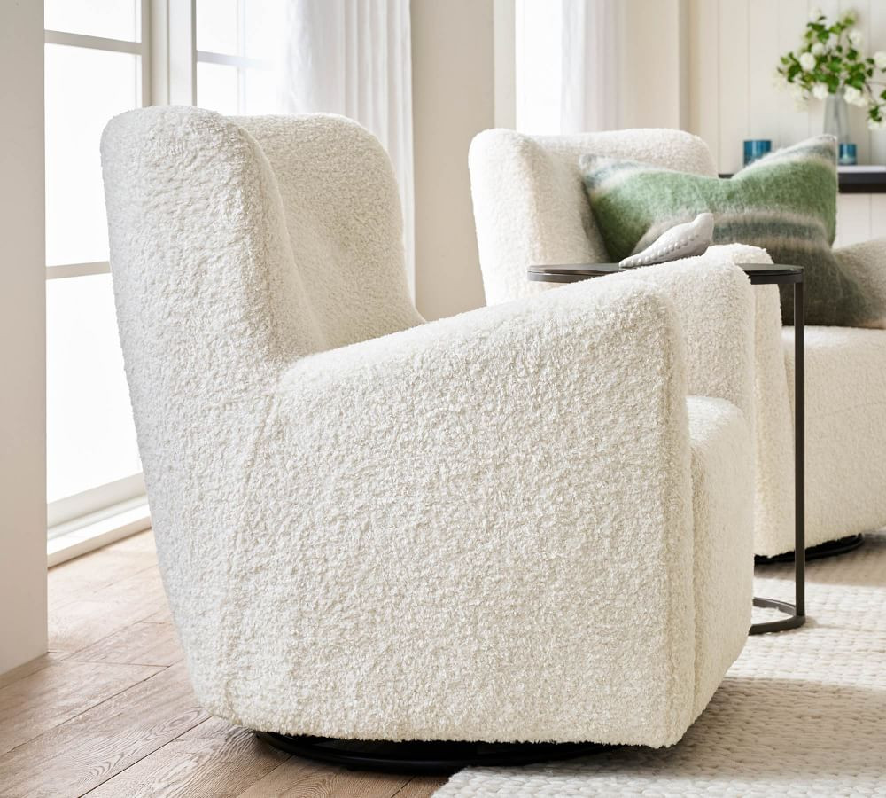 Hart Upholstered Swivel Armchair | Pottery Barn (US)